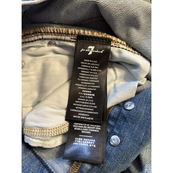 7 FOR ALL MANKIND High Waist Crop Straight Leg Jeans Distressed Women's Size 29 - Picture 8 of 15